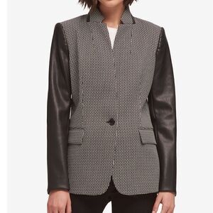 NWOT DKNY faux leather sleeve blazer Small